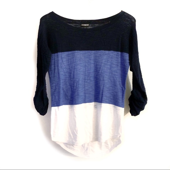 Express Sweaters - Express Color Block Sweater 3/4 Tab Sleeves Small